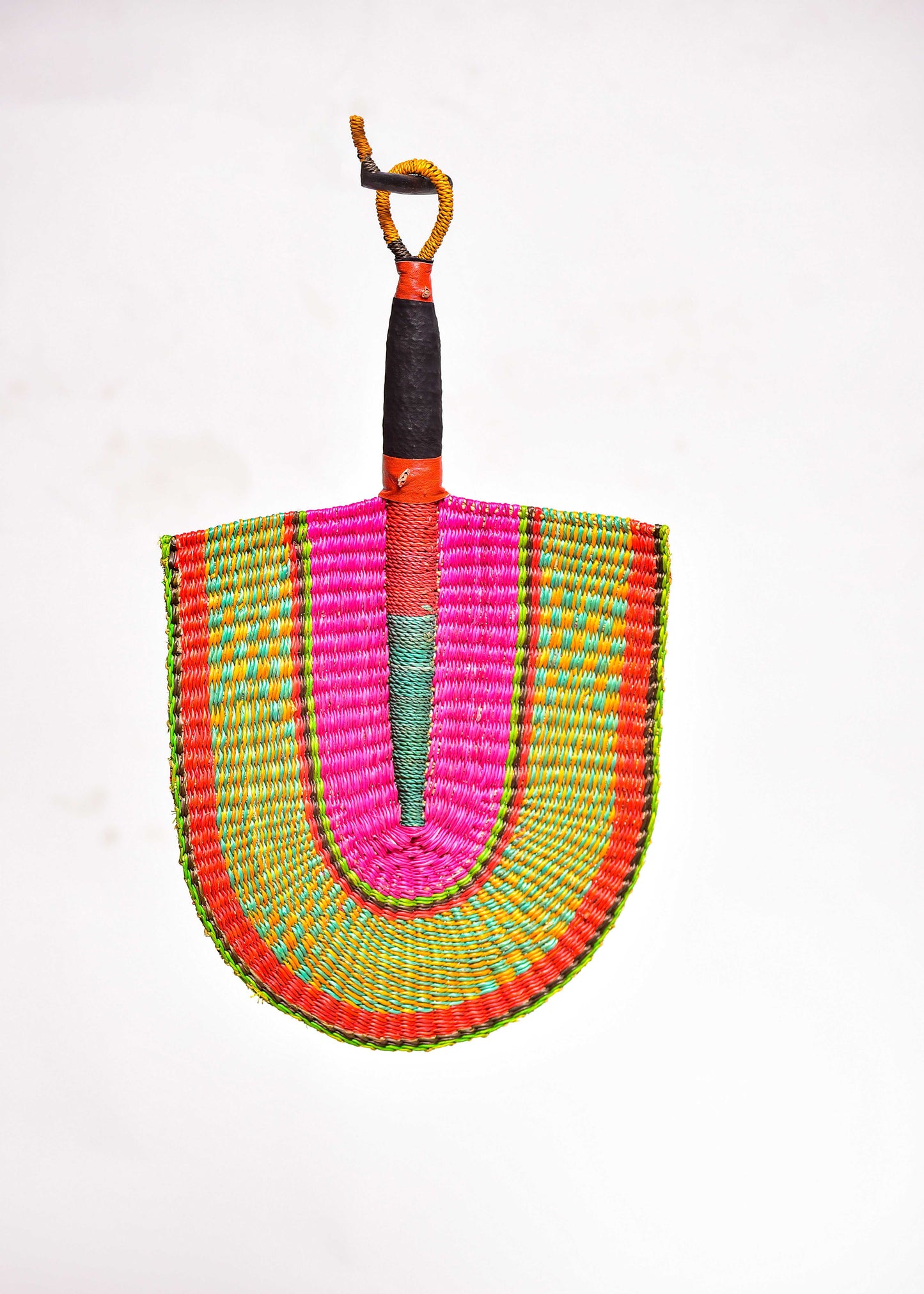 Badrick Straw Woven Handfan(Leather Based Handle)