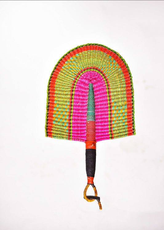 Badrick Straw Woven Handfan(Leather Based Handle)