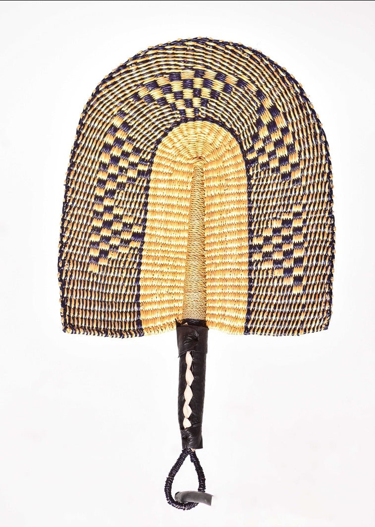 Tej Straw Woven Handfan(Leather Based Handle)