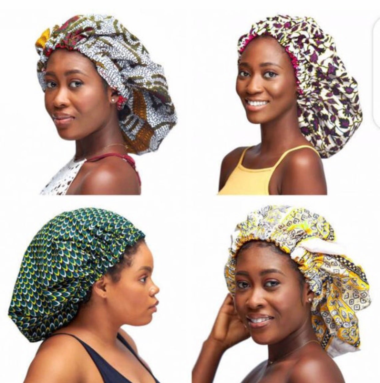 Wholesale (Bulk) Ankara/Kente And Bogolan Regular Silk Lined Bonnets