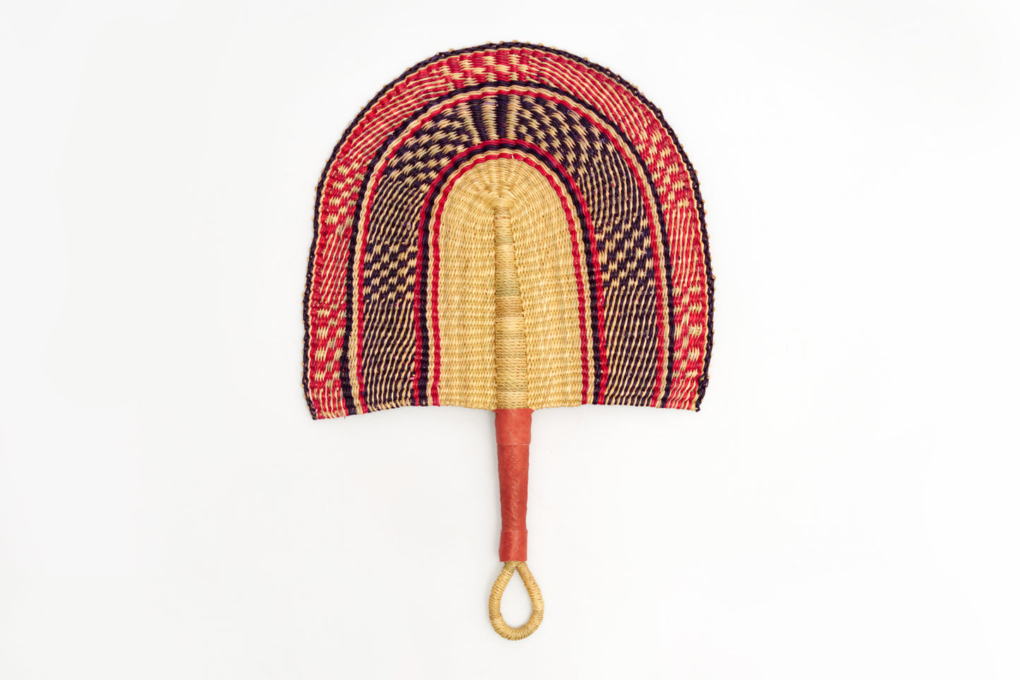 Sumayyah Straw Woven Handfan(Leather Based Handle)