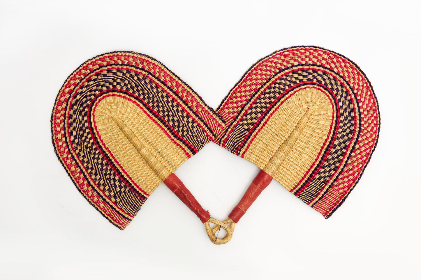 Danjuma Straw Woven Handfan(Leather Based Handle)