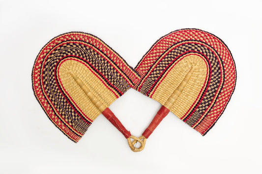 Danjuma Straw Woven Handfan(Leather Based Handle)