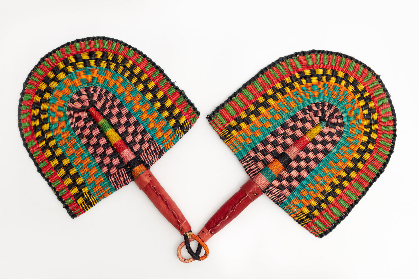 Salimah Straw Woven Handfan(Leather Based Handle)