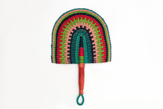 Faiza Straw Woven Handfan(Leather Based Handle)