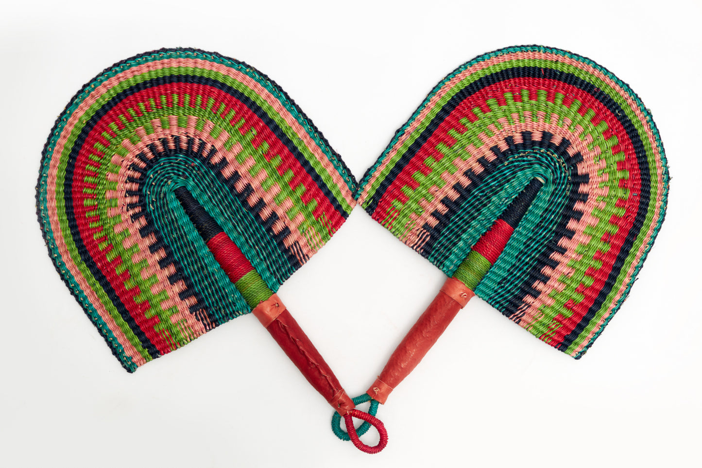 Faiza Straw Woven Handfan(Leather Based Handle)