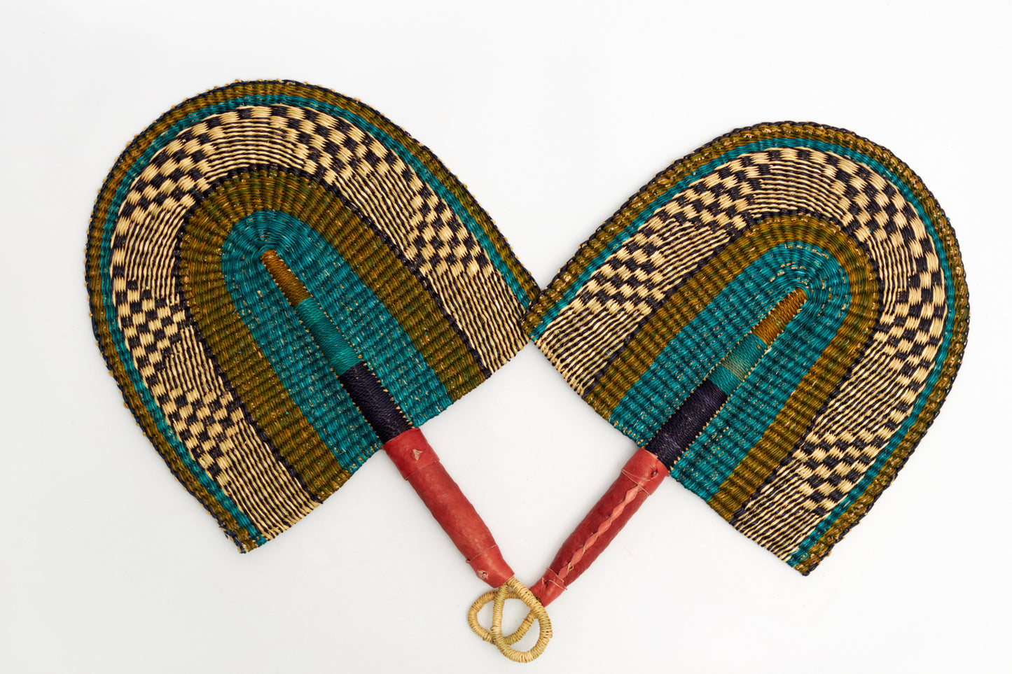 Danladi Straw Woven Handfan(Leather Based Handle)