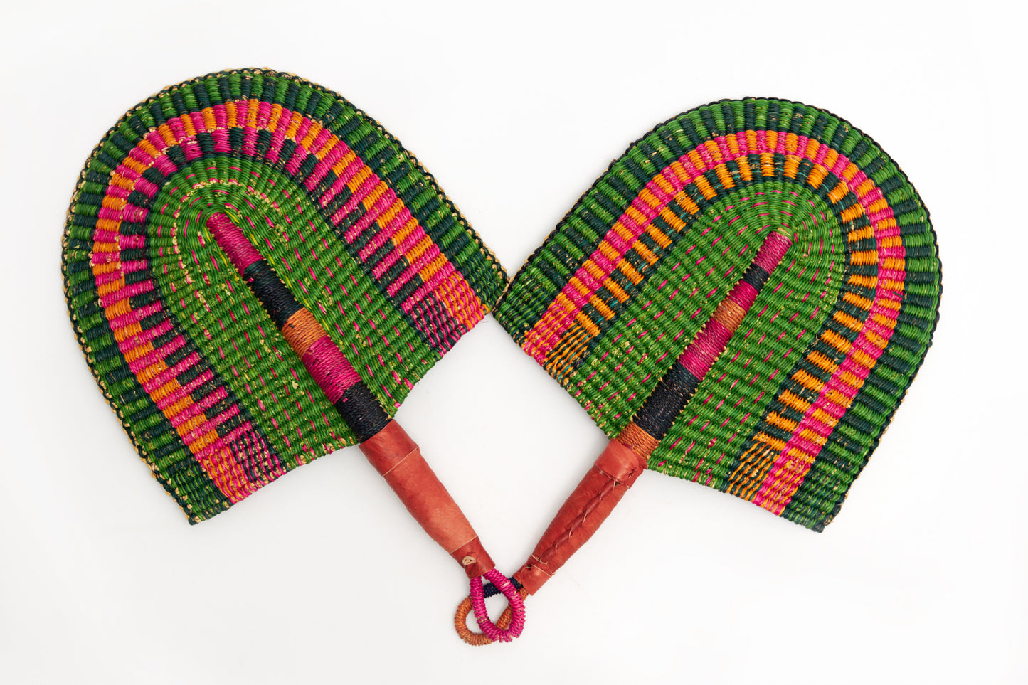 Frank Straw Woven Handfan(Leather Based Handle)