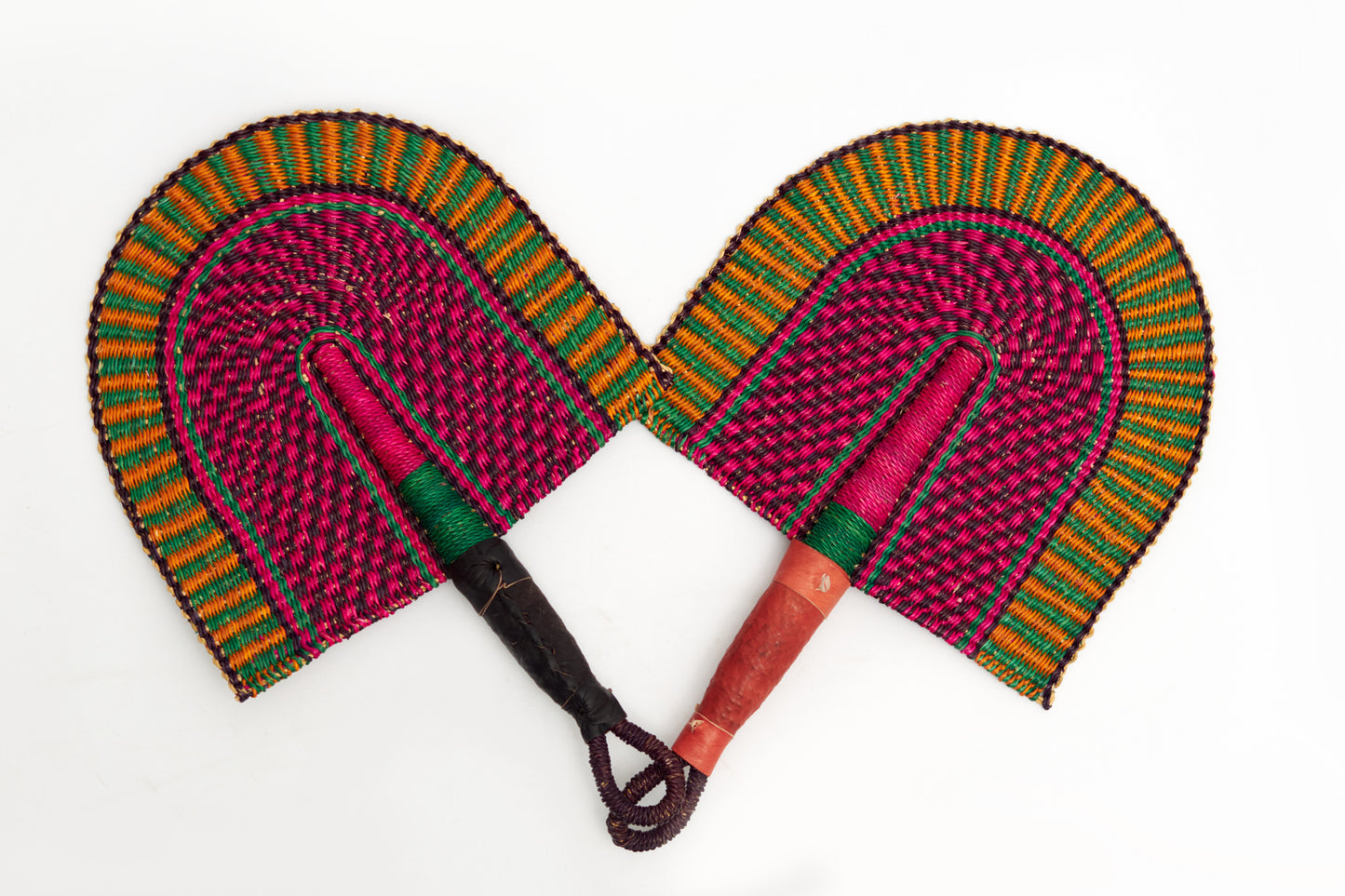 Kunta Straw Woven Handfan(Leather Based Handle)