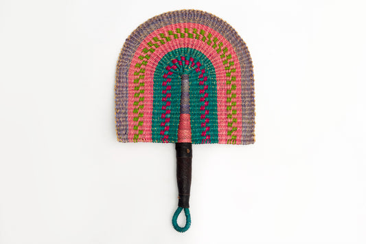 Lovia Straw Woven Handfan(Leather Based Handle)
