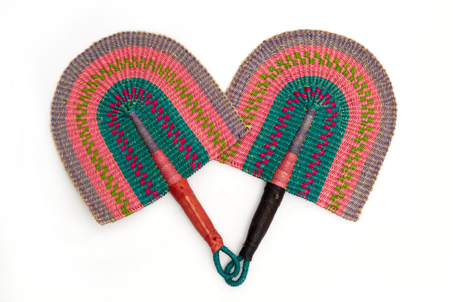 Lovia Straw Woven Handfan(Leather Based Handle)