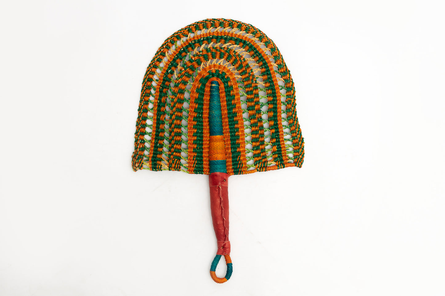 Taisa Straw Woven Handfan(Leather Based Handle)