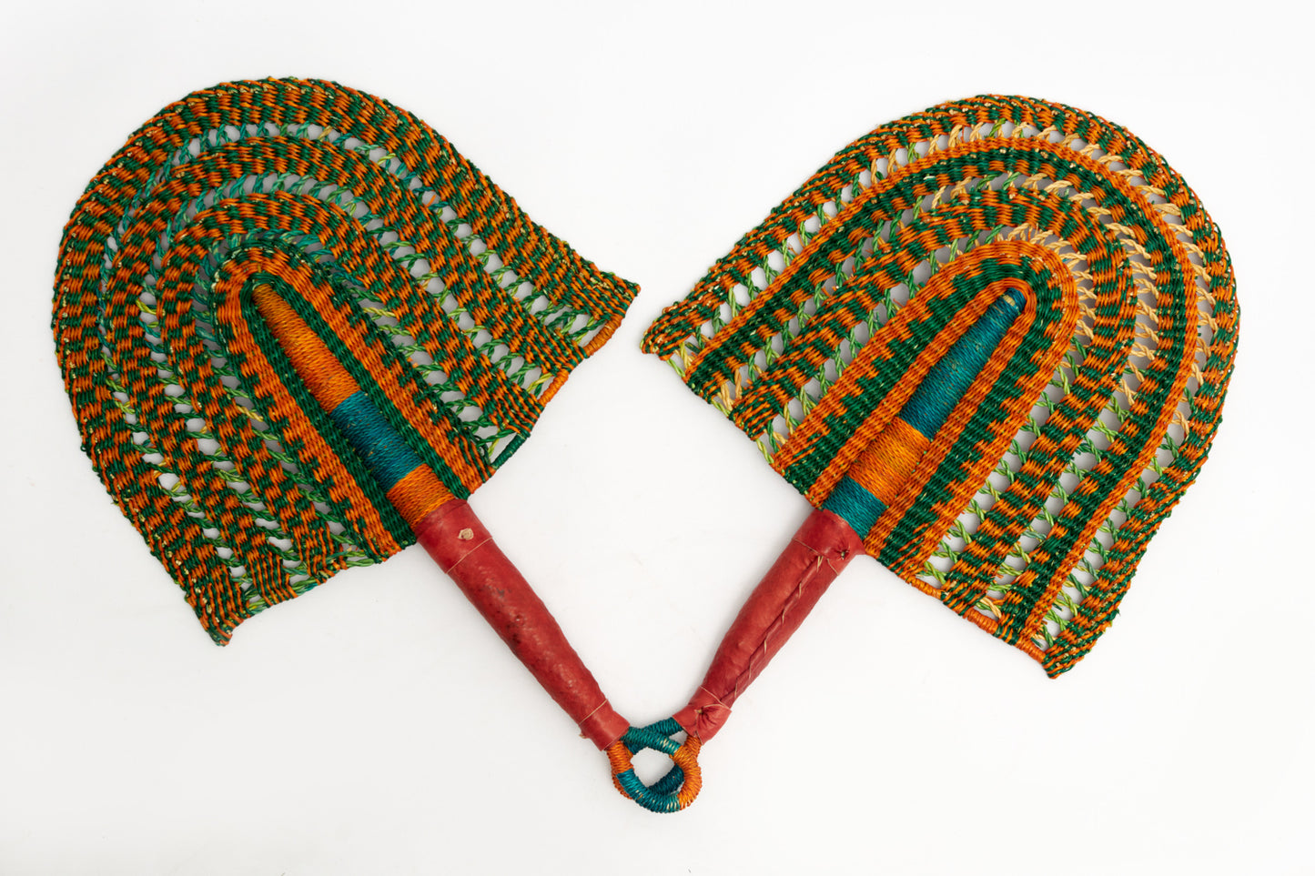Taisa Straw Woven Handfan(Leather Based Handle)