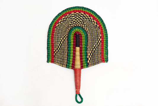 Jannifer Straw Woven Handfan(Leather Based Handle)