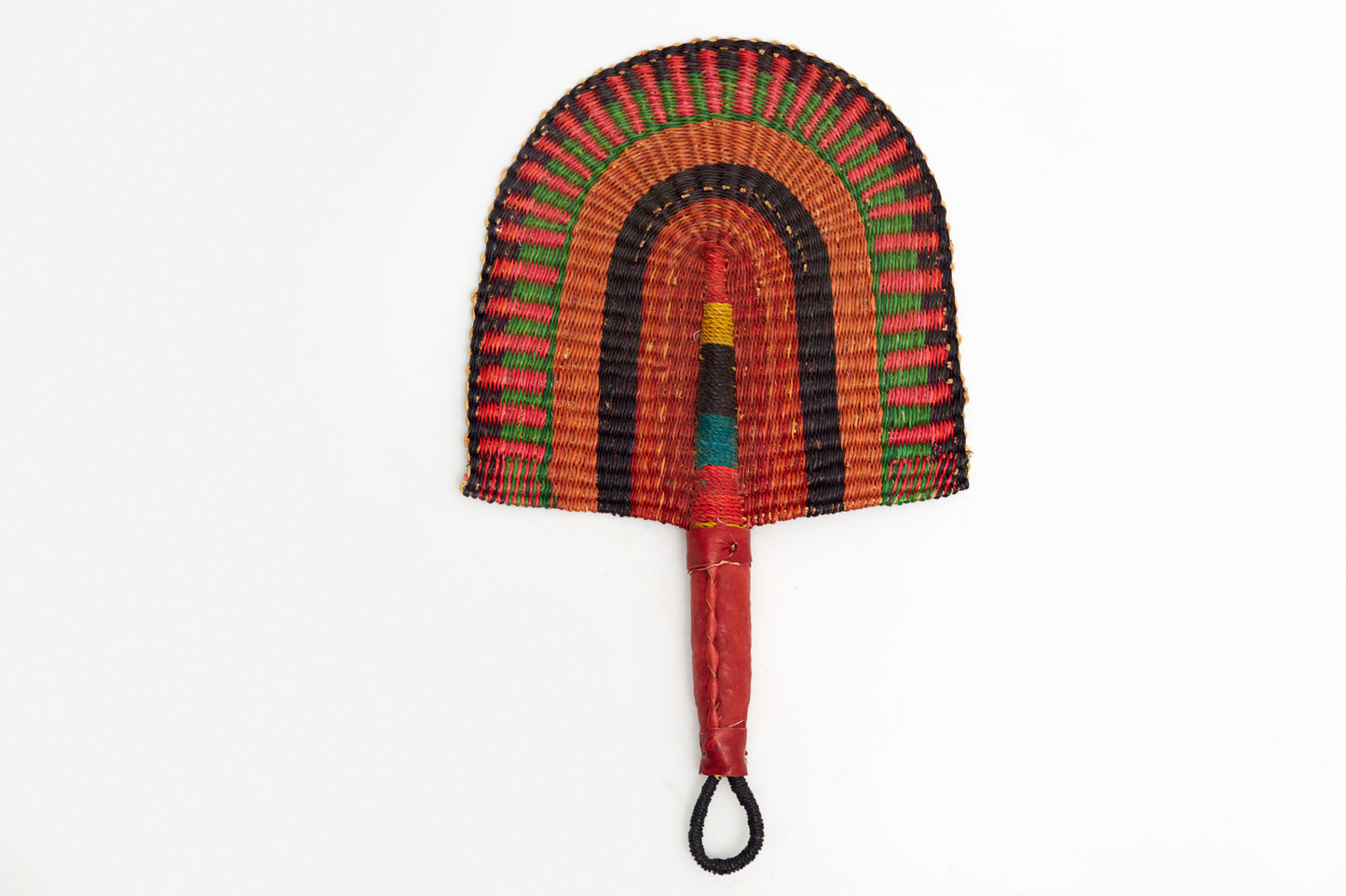 Tom Straw Woven Handfan(Leather Based Handle)