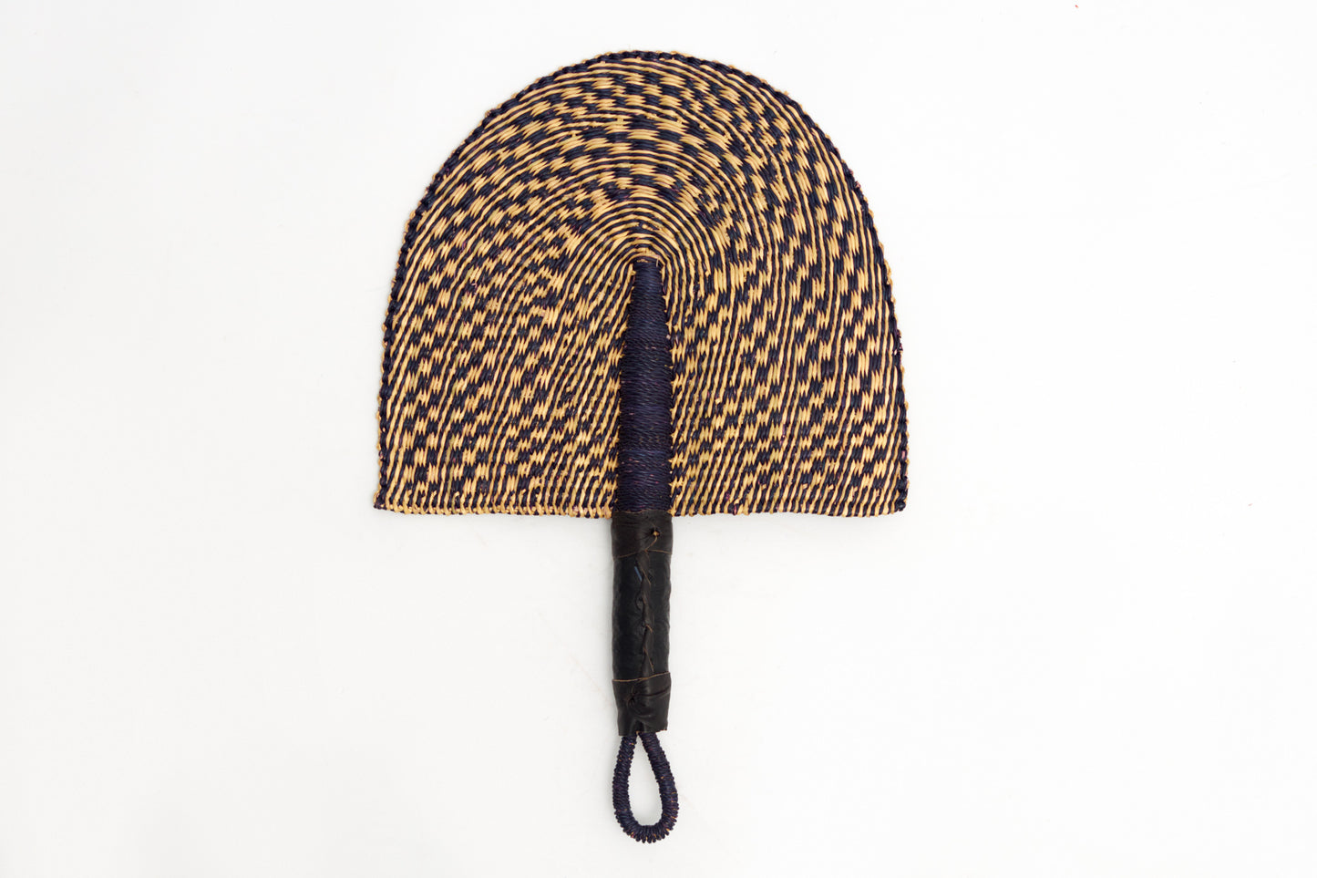 Blank Straw Woven Handfan(Leather Based Handle)