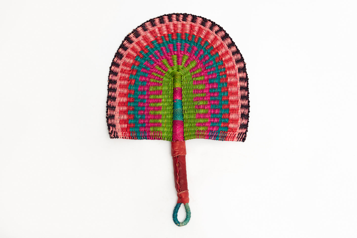 Danny Straw Woven Handfan(Leather Based Handle)