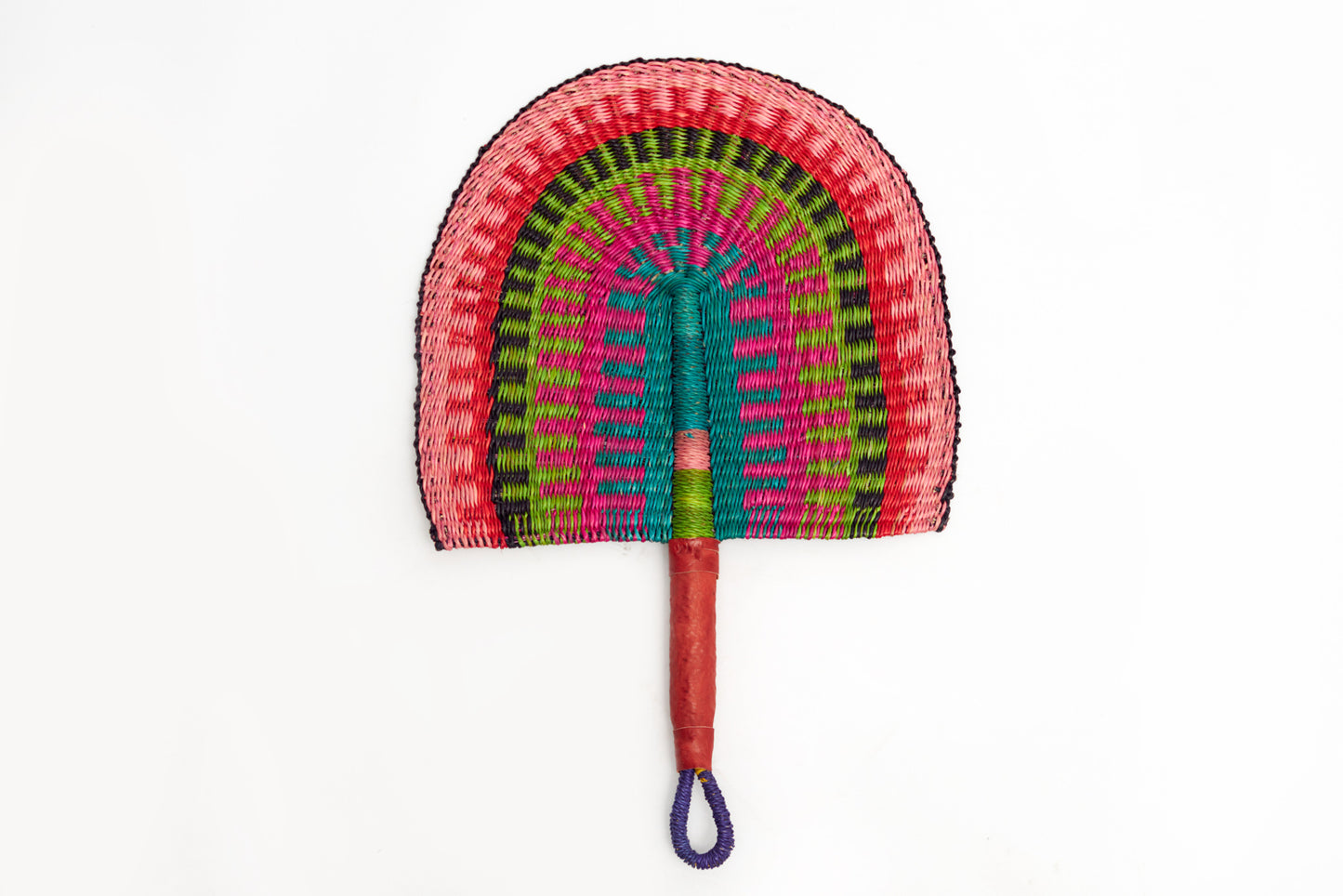 Musa Straw Woven Handfan(Leather Based Handle)