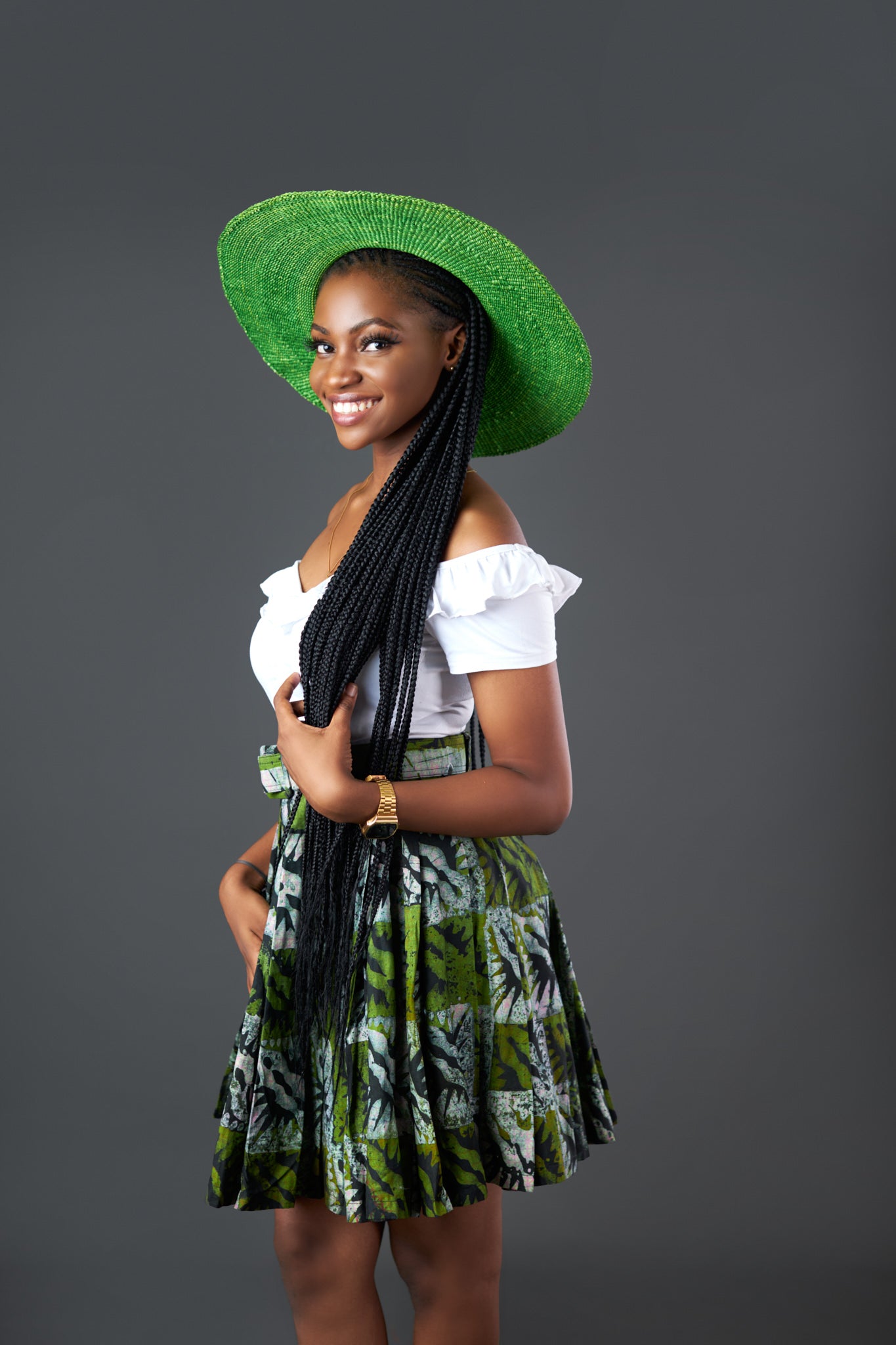 Adorable Pleated Batik Skirt With Belt