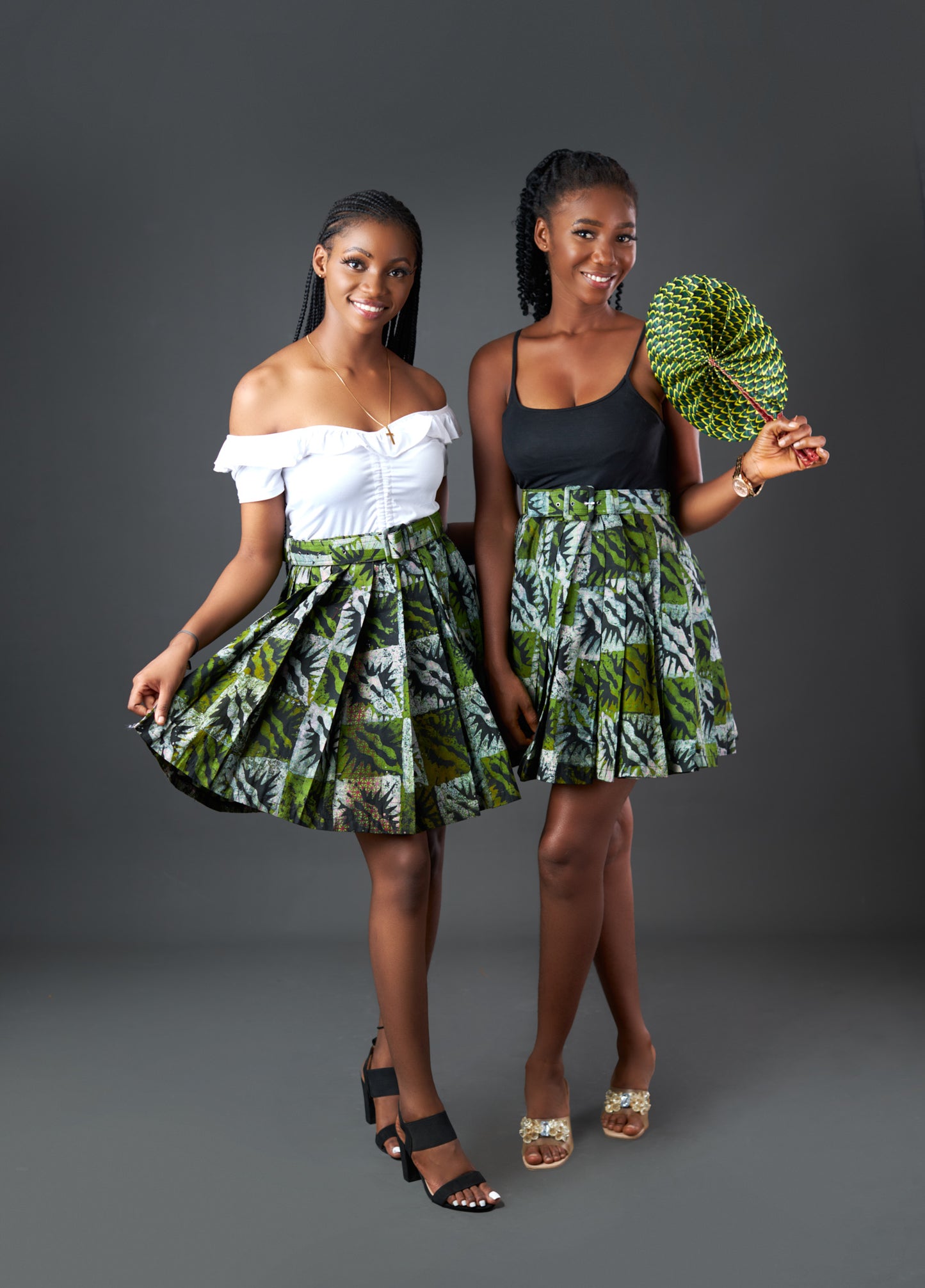 Adorable Pleated Batik Skirt With Belt