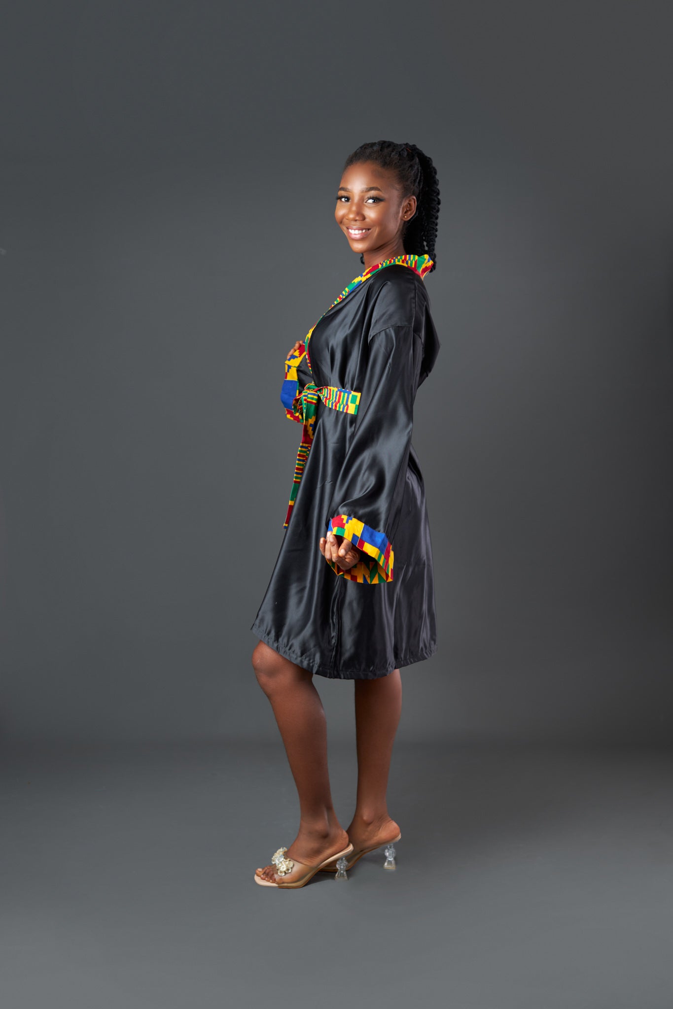Blackish Silk Kimono Robe