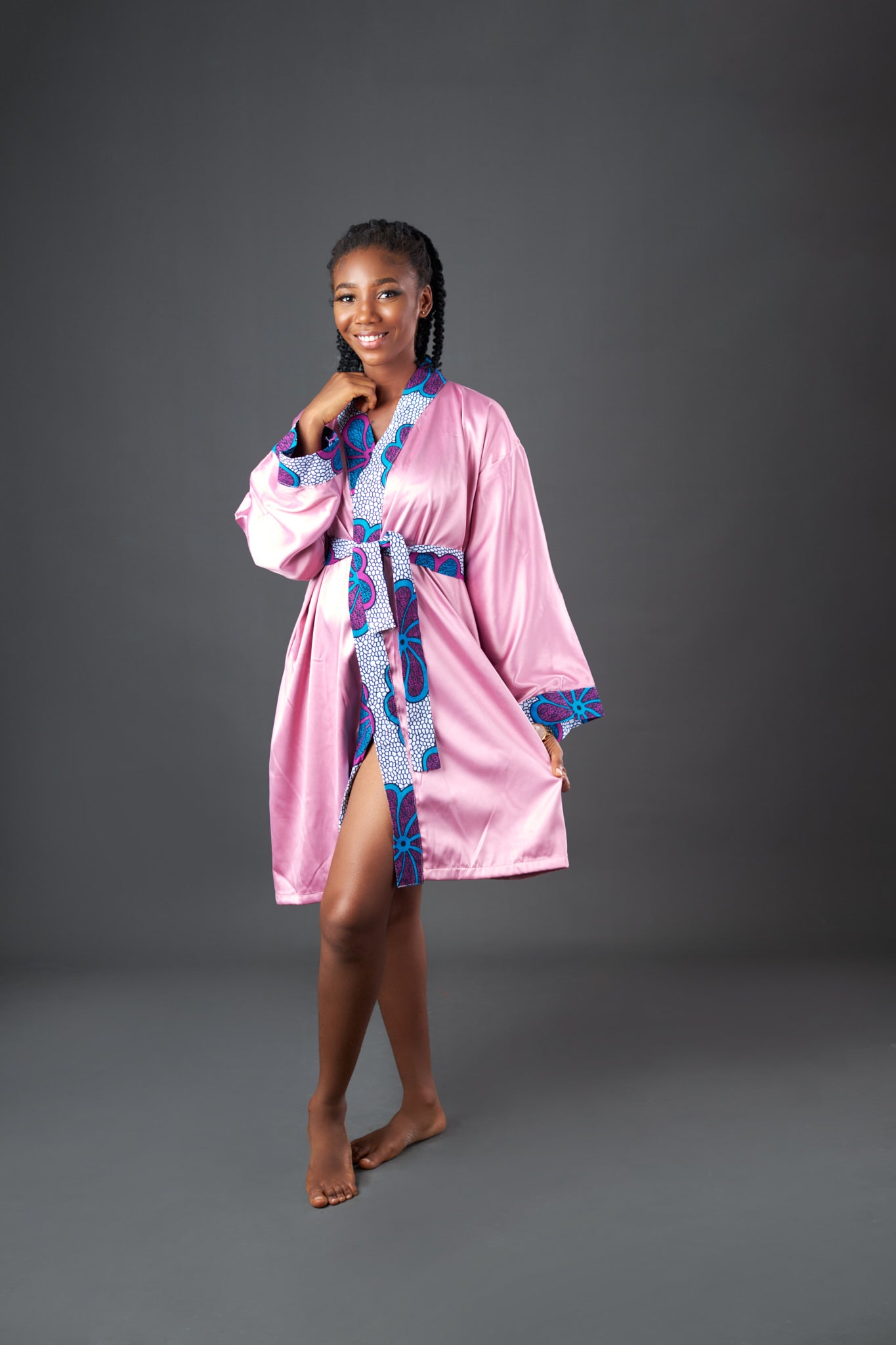 Pinkish Silk Kimono Robe