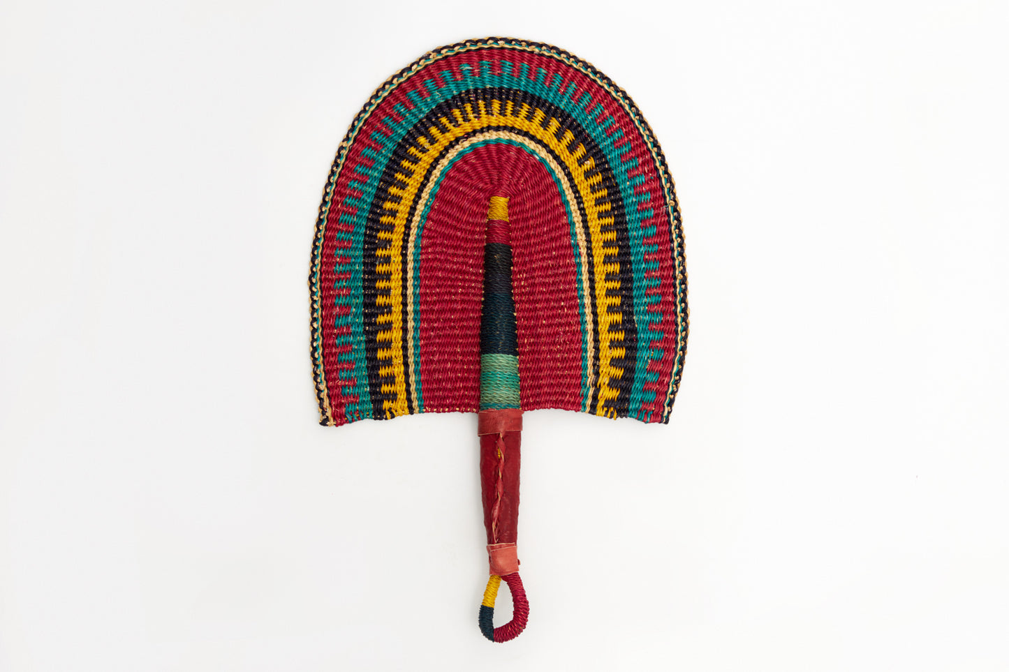 Silvia Straw Woven Handfan(Leather Based Handle)