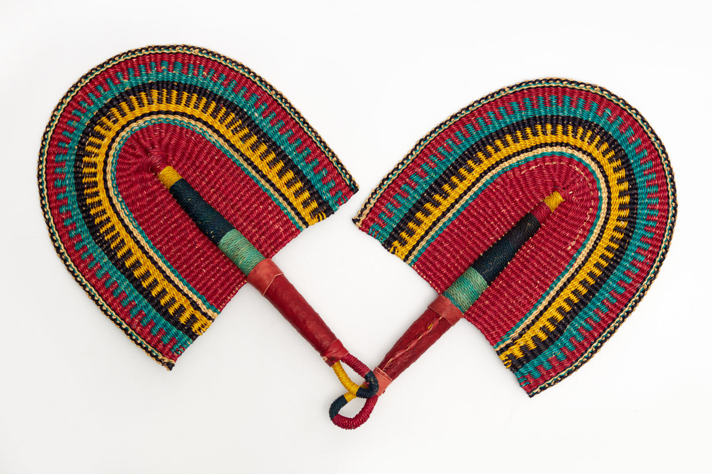 Silvia Straw Woven Handfan(Leather Based Handle)
