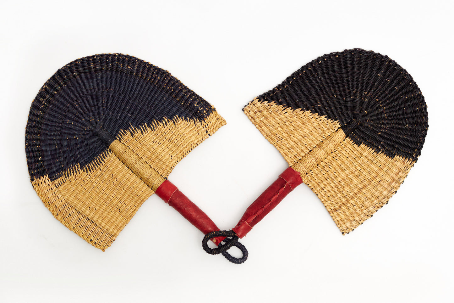 Nabila Straw Woven Handfan(Leather Based Handle)