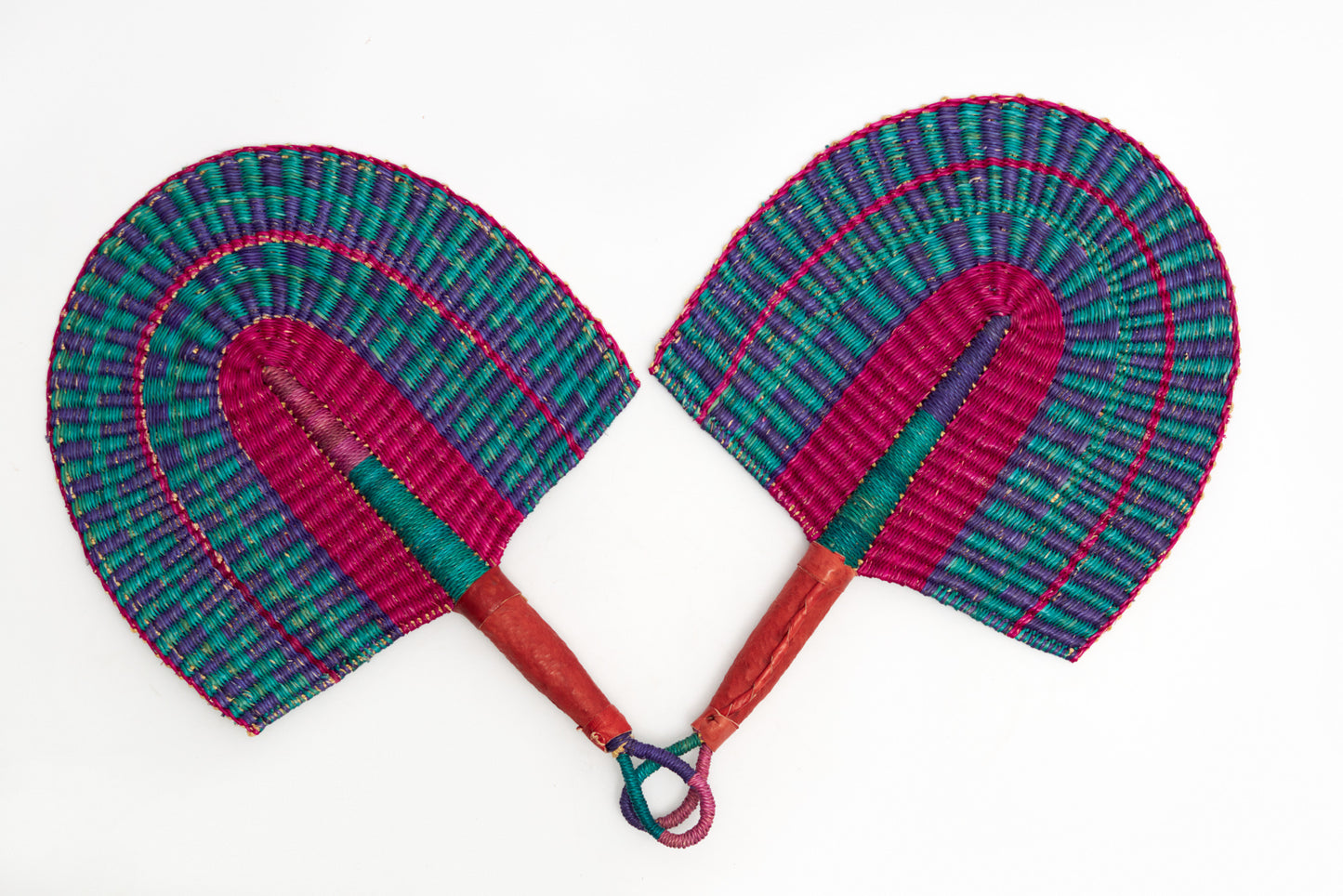 Kakra Straw Woven Handfan(Leather Based Handle)