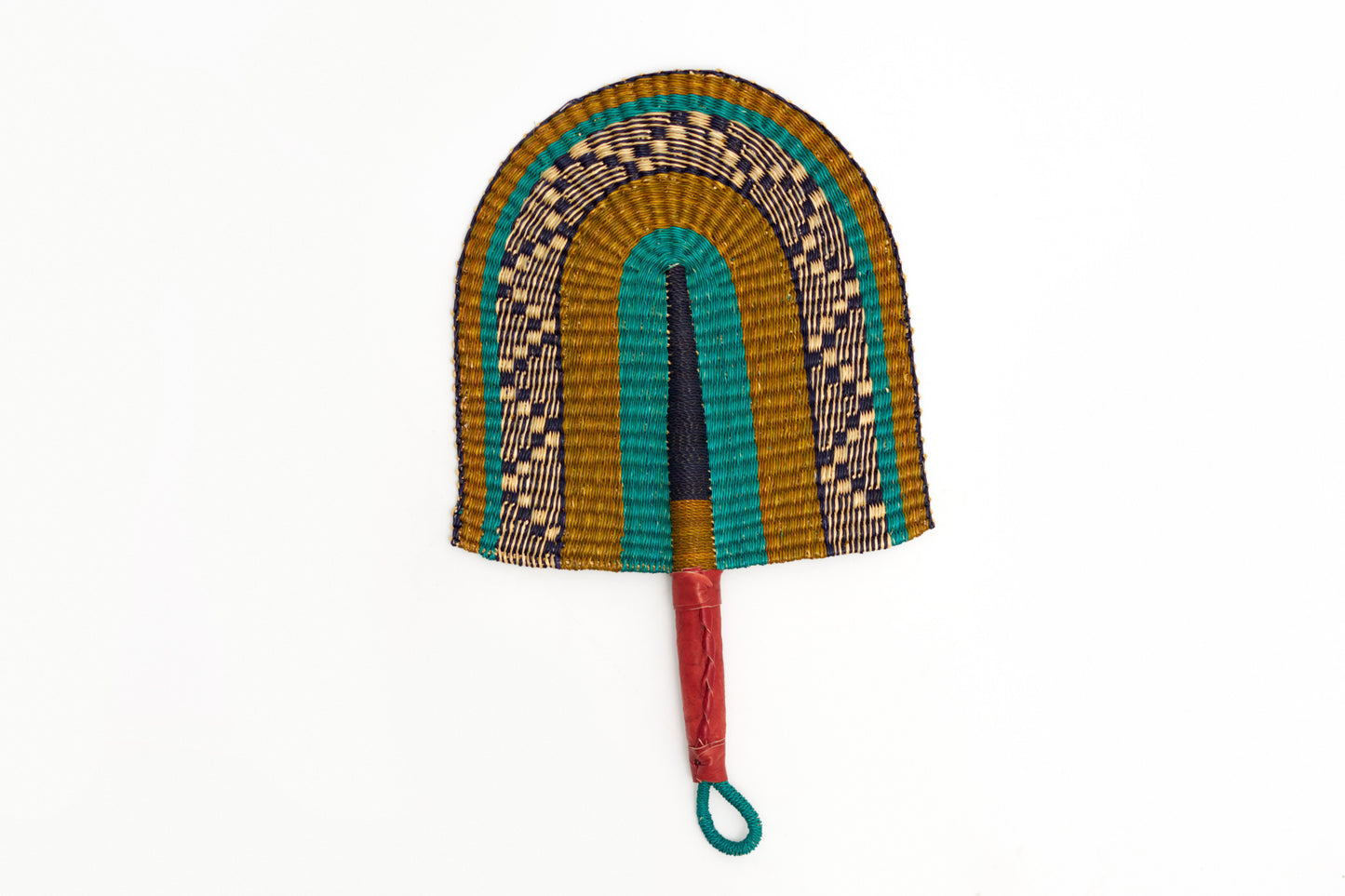 Zaytan Straw Woven Handfan(Leather Based Handle)