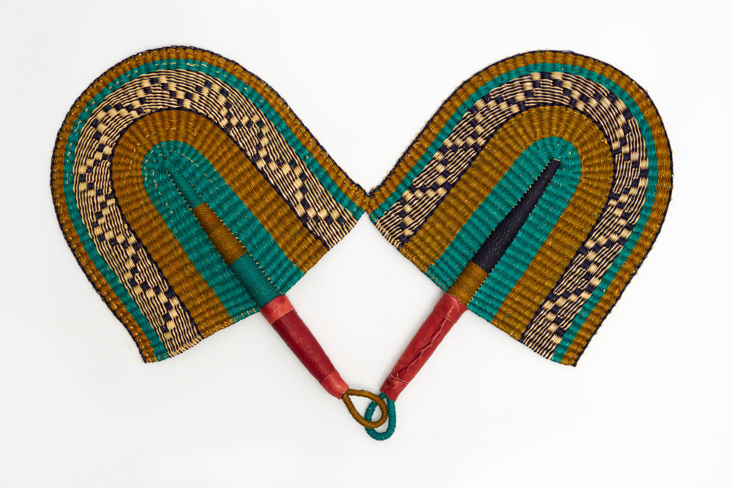 Zaytan Straw Woven Handfan(Leather Based Handle)