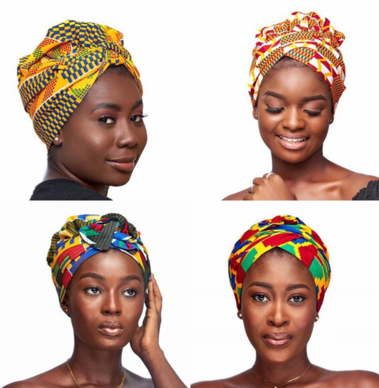 Wholesale (Bulk) Ankara/ Bogolan And Kente Silk Lined Bonnet With Band