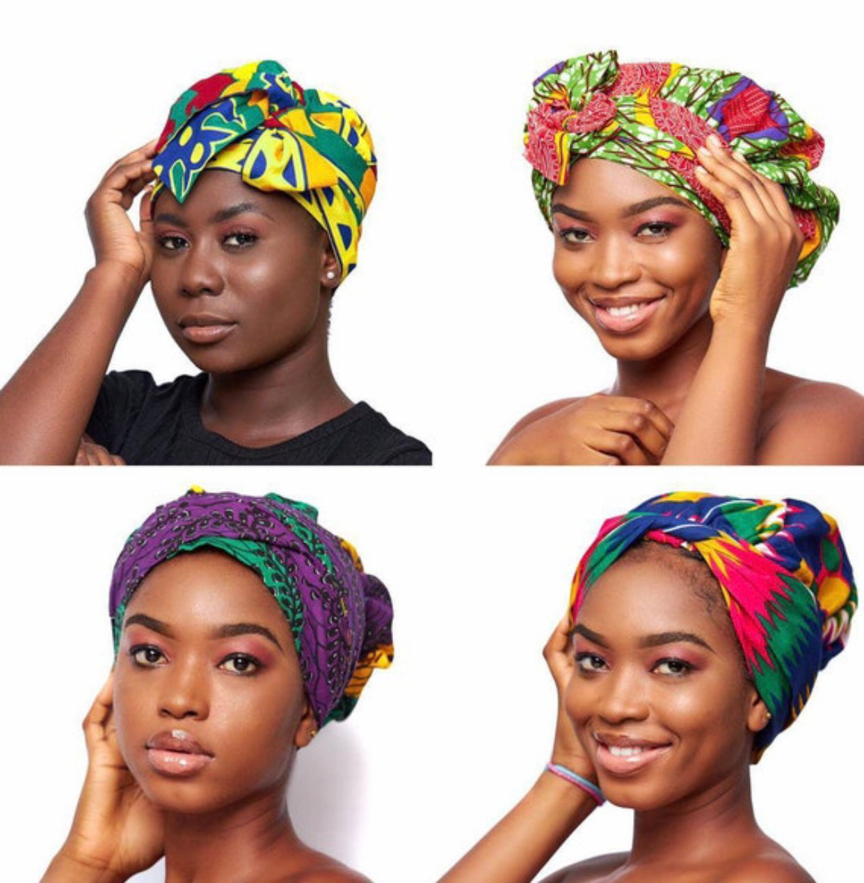 Wholesale (Bulk) Ankara/ Bogolan And Kente Silk Lined Bonnet With Band