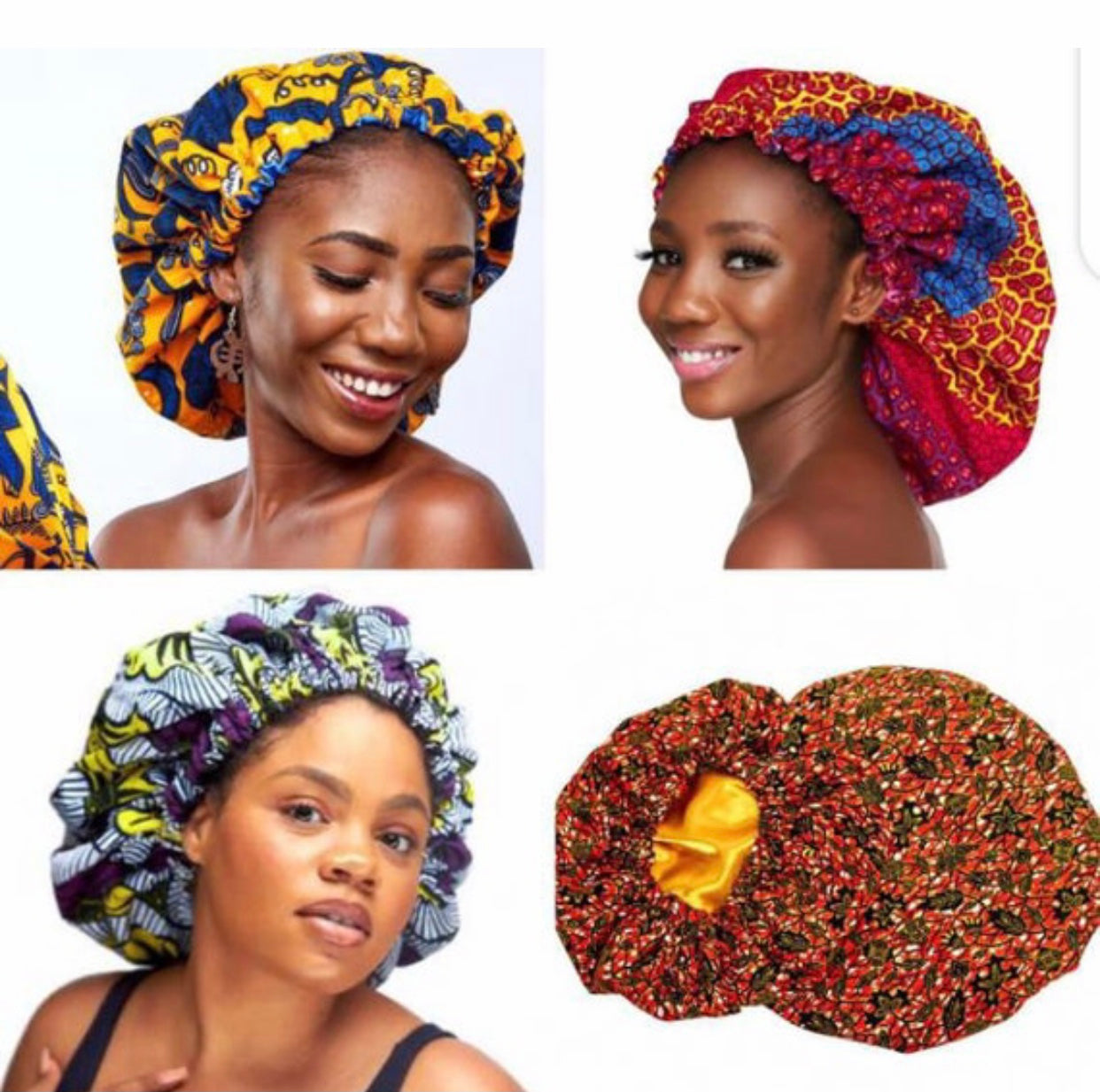 Wholesale (Bulk) Ankara/Kente And Bogolan Regular Silk Lined Bonnets