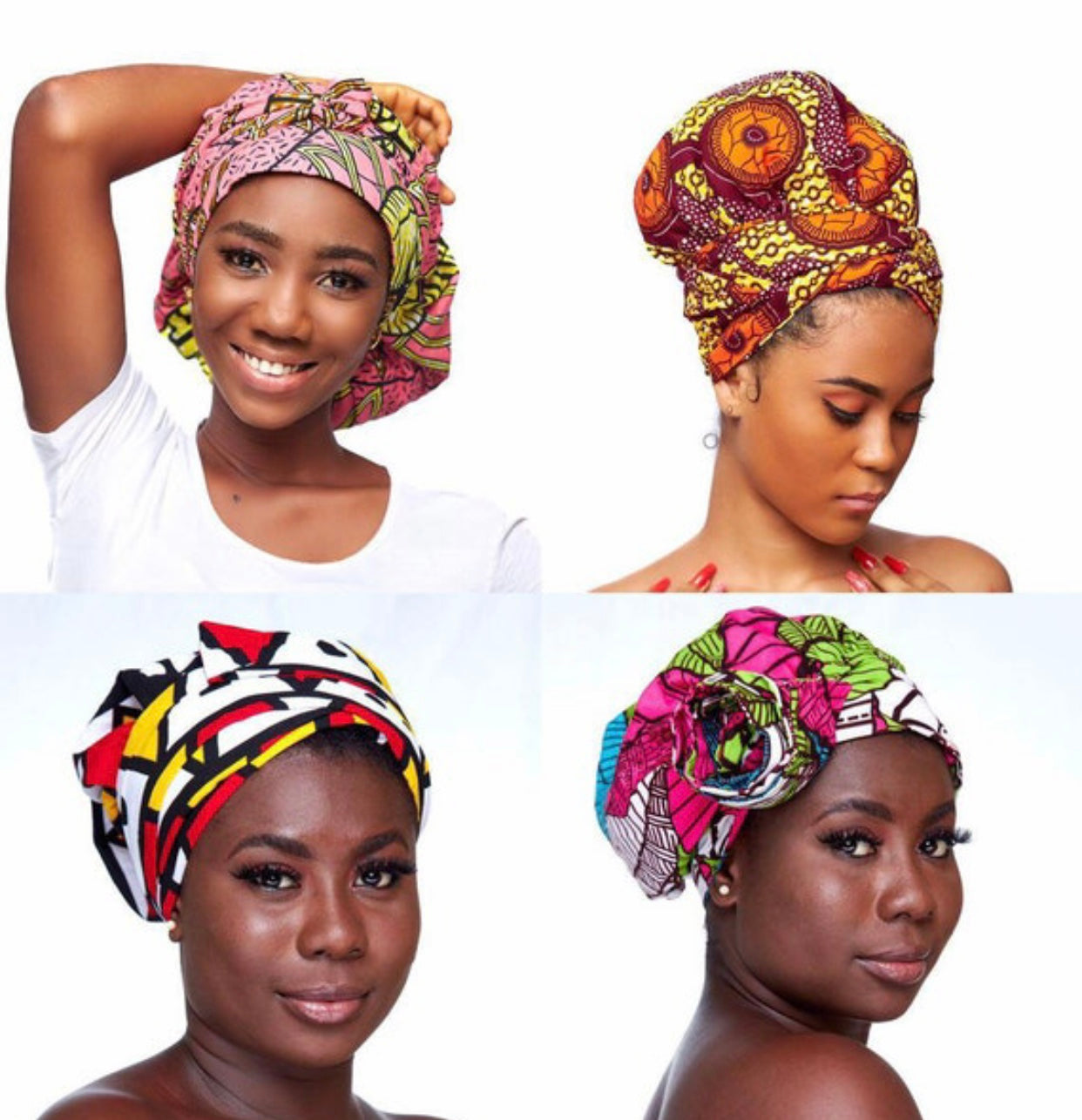 Wholesale (Bulk) Ankara/ Bogolan And Kente Silk Lined Bonnet With Band