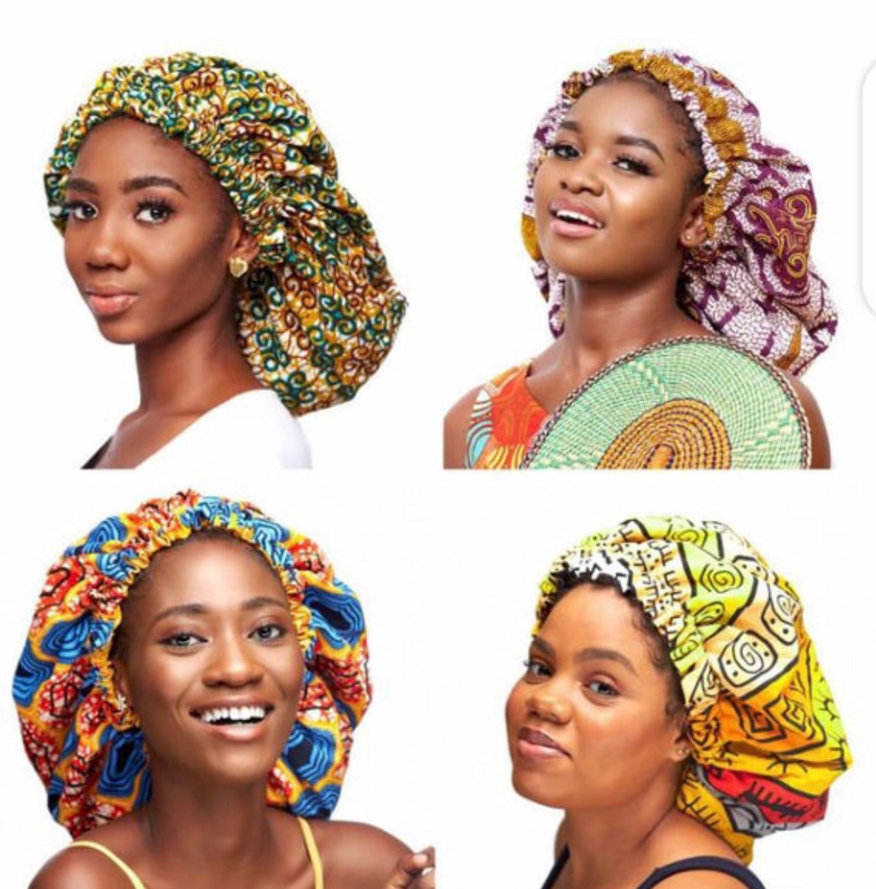 Wholesale (Bulk) Ankara/Kente And Bogolan Regular Silk Lined Bonnets