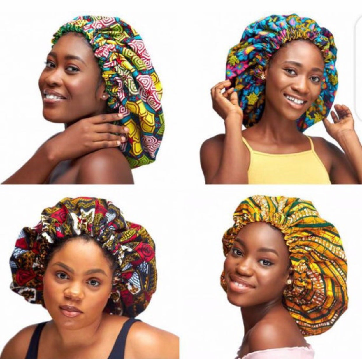 Wholesale (Bulk) Ankara/Kente And Bogolan Regular Silk Lined Bonnets
