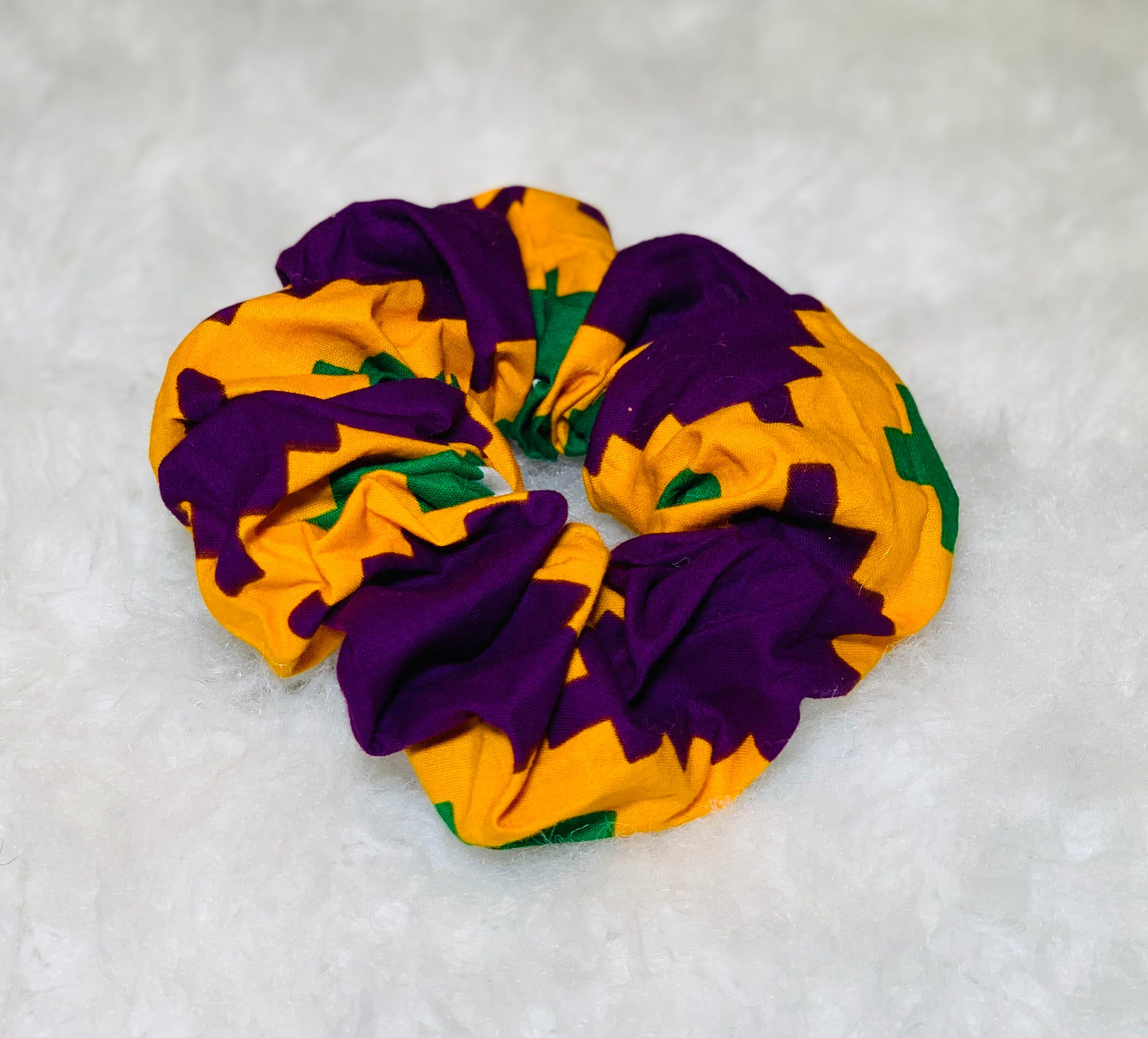 One Purple Green And Yellow Large Scrunchie 
