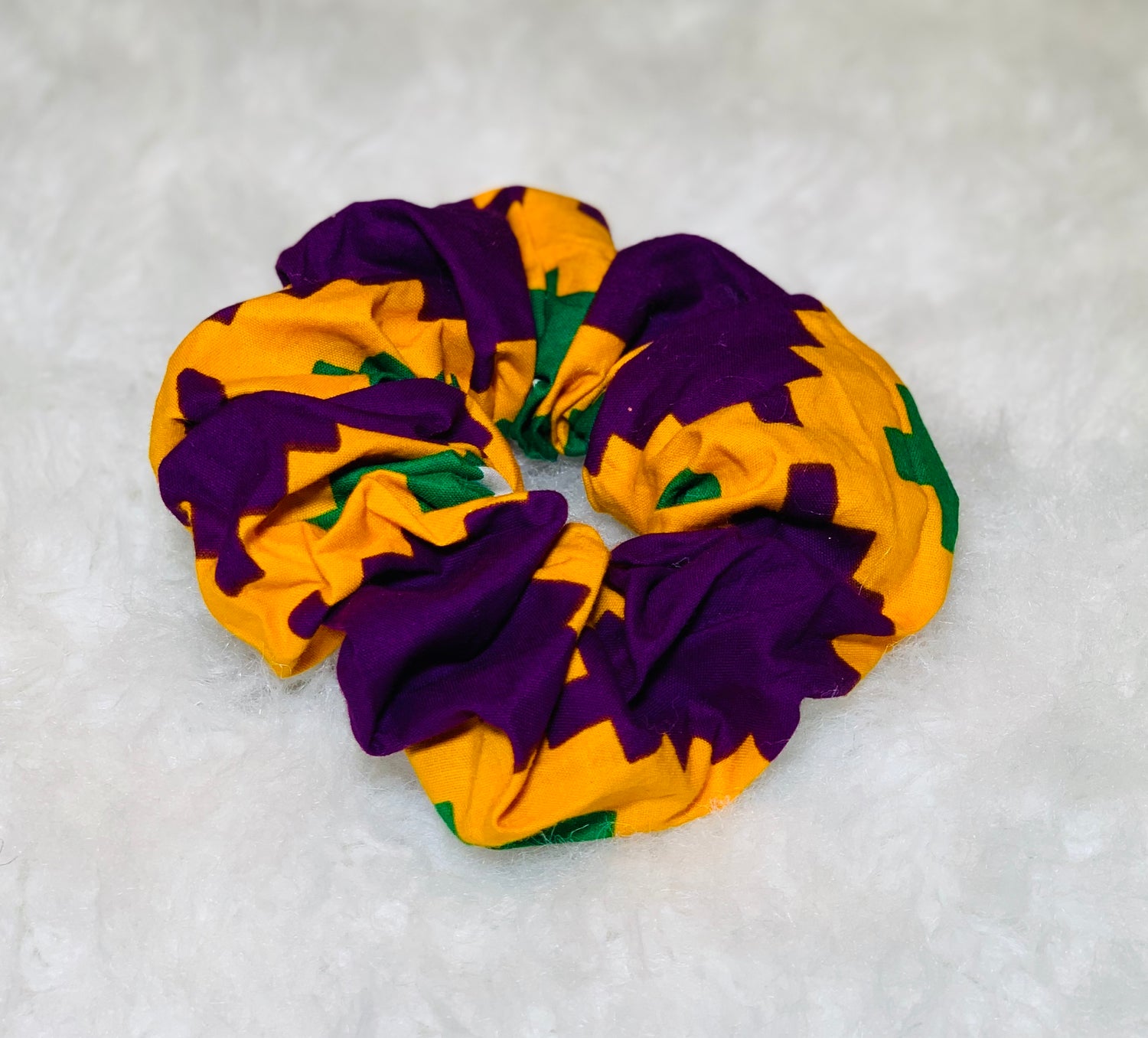 One Purple Green And Yellow Medium Scrunchie