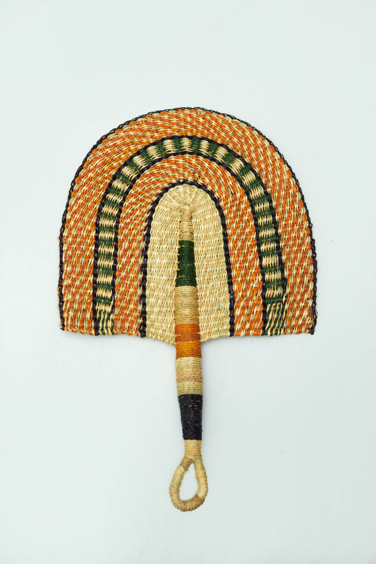 Peach Straw Woven Handfan