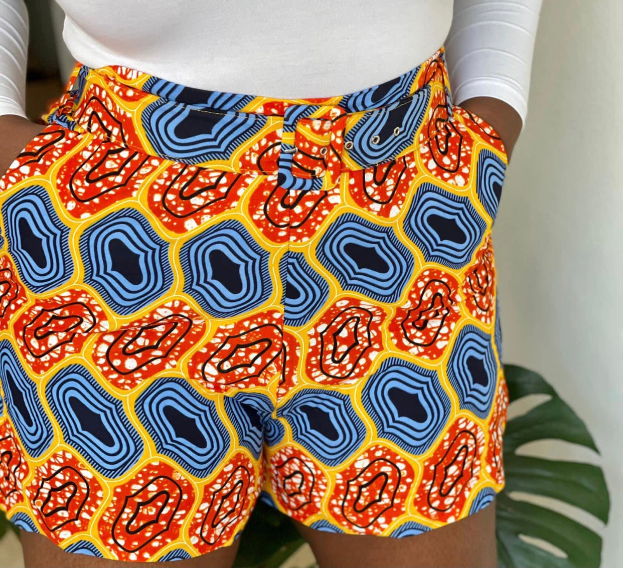 Candy Shorts with Belts(Ankara print Shorts)