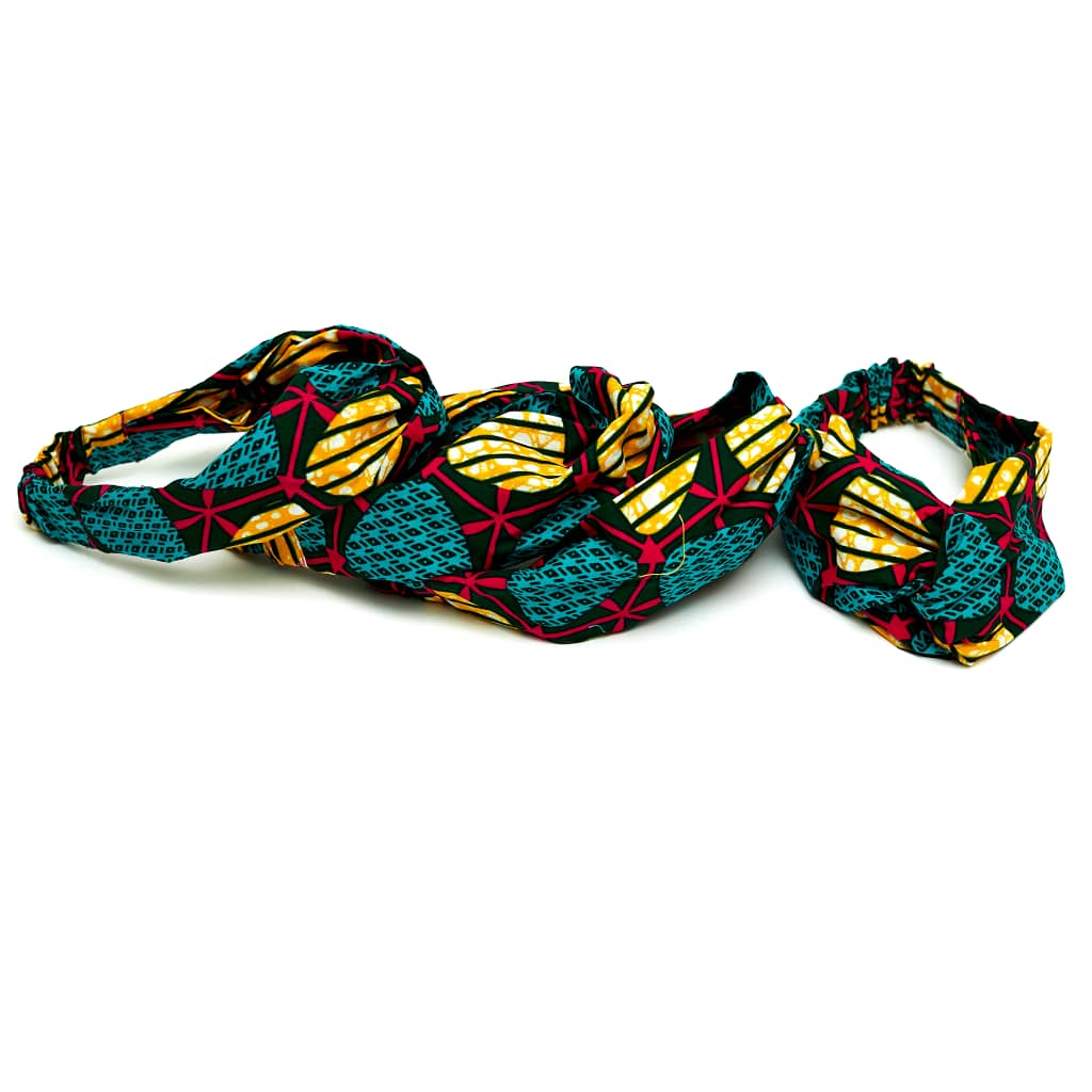 Red, Yellow, Back and Green Ankara Print Interlock Headband 