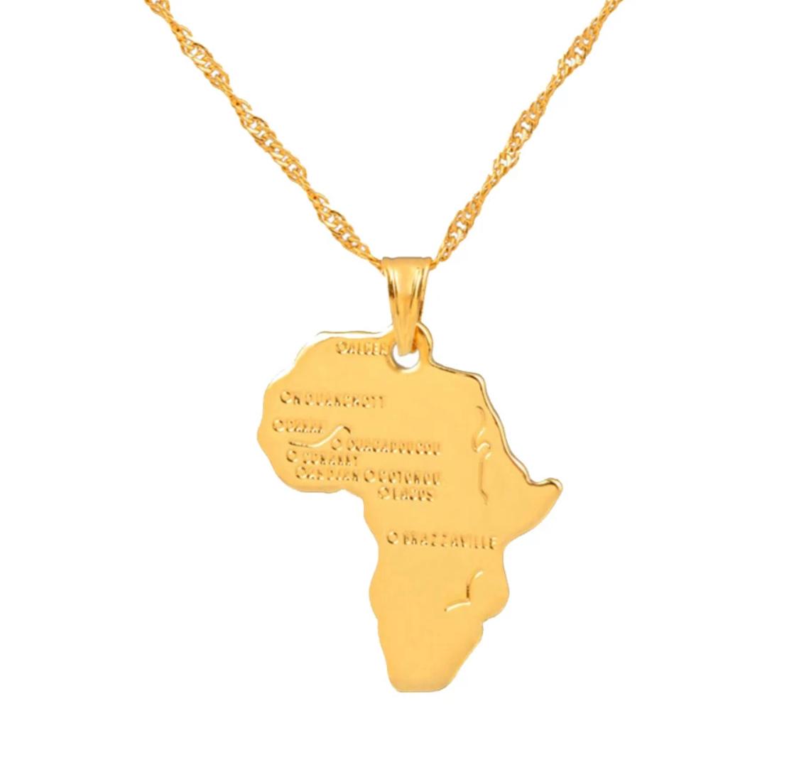 Ethiopian - Africa Map Pendant Necklace for Women and Men