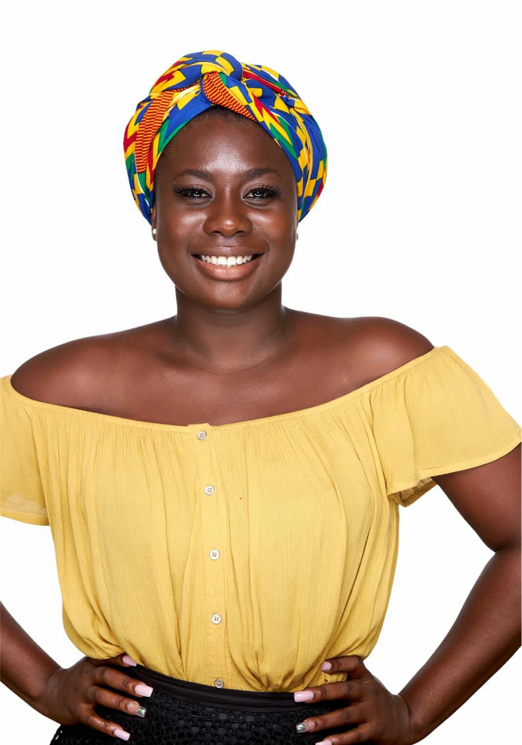 Ghanaian Kente High Quality Made,Red, Yellow,GreenAnd Blue Coloured Detachable Silklined Headwrap
