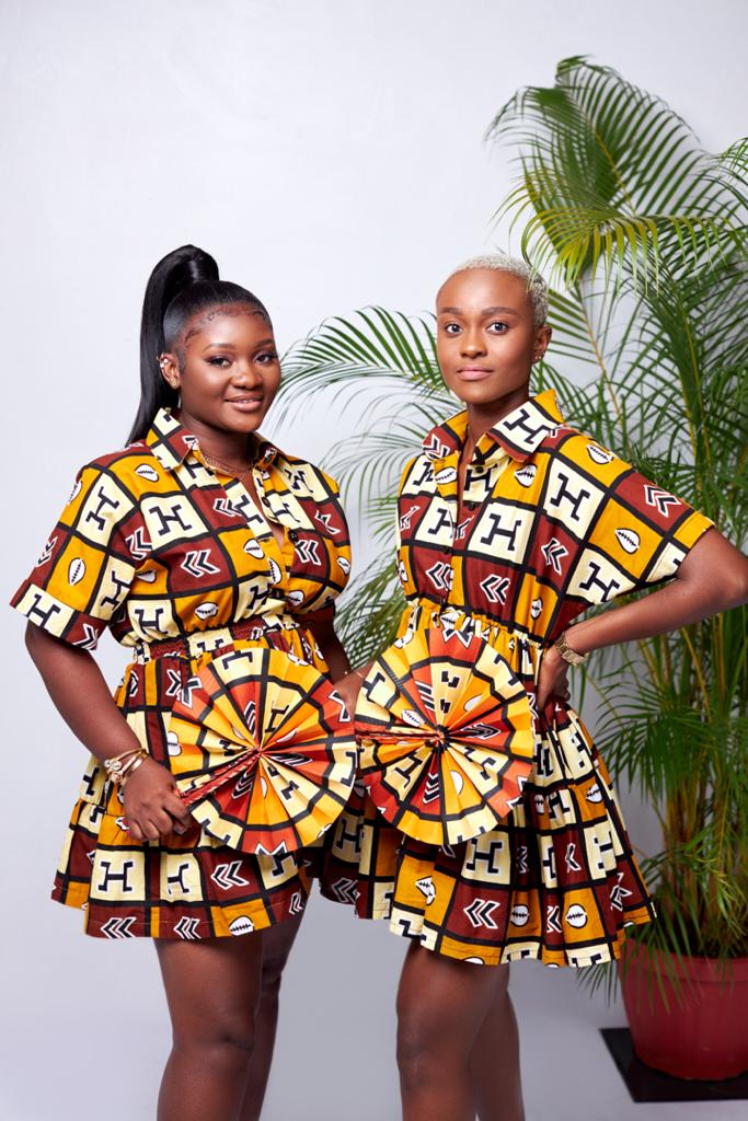 A Blend of Brown, Wine, Bone White And Black Ankara Wax Print Shirt Collar Short Sleeve Button Mini Loose Dress