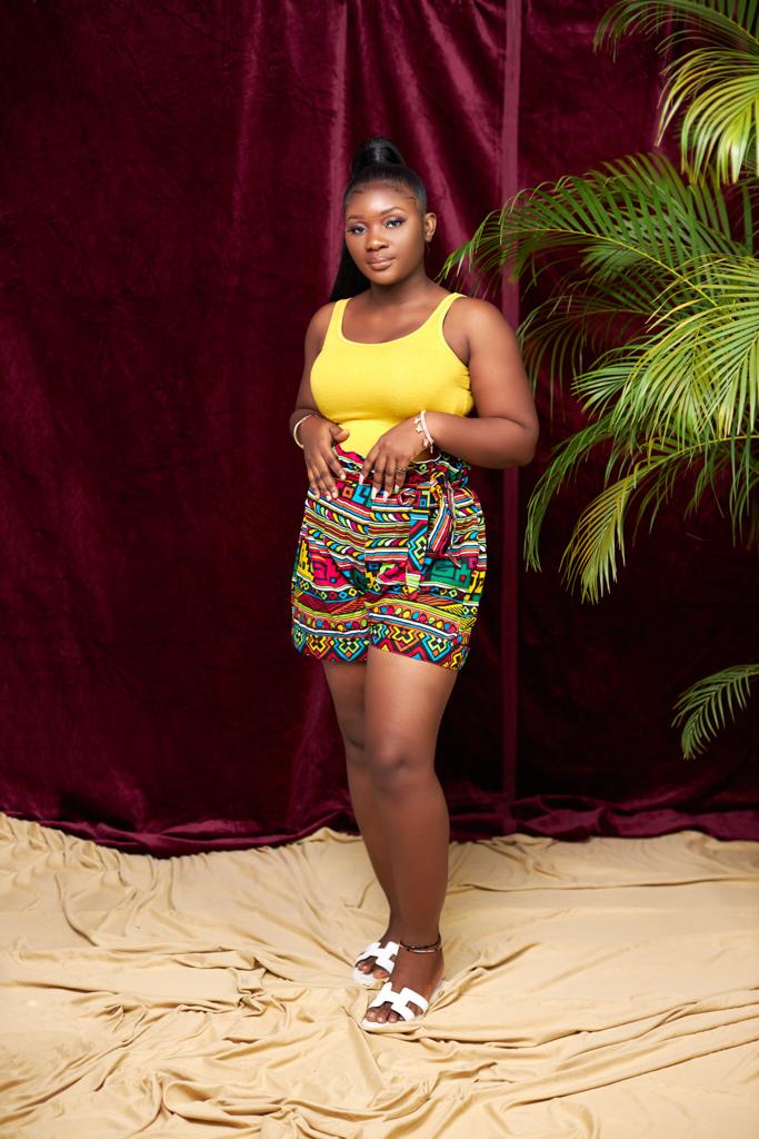 Red, Yellow, Green, Blue, Black, Pink African Bogolan Print High Waist Shorts With Back Pockets And Belt