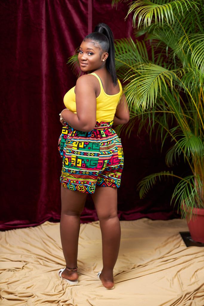 Red, Yellow, Green, Blue, Black, Pink African Bogolan Print High Waist Shorts With Back Pockets And Belt