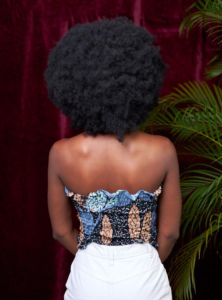 Blue, Light Orange,White, Black Printed Ankara Strapless Elastic Tube Top