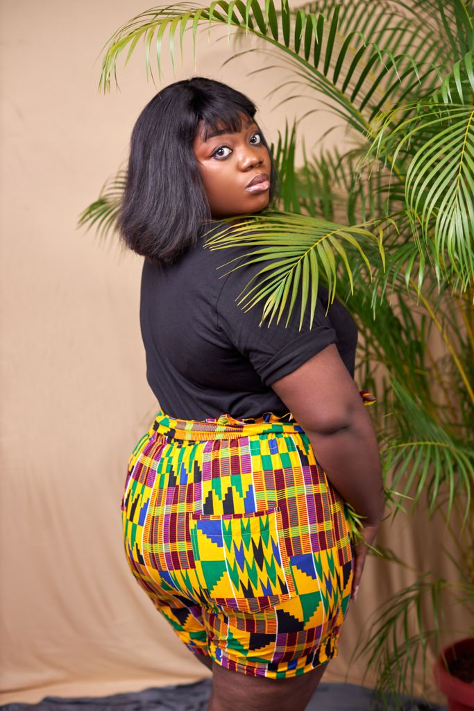 Ghanaian Kente High Waist Piper Shorts With Belt